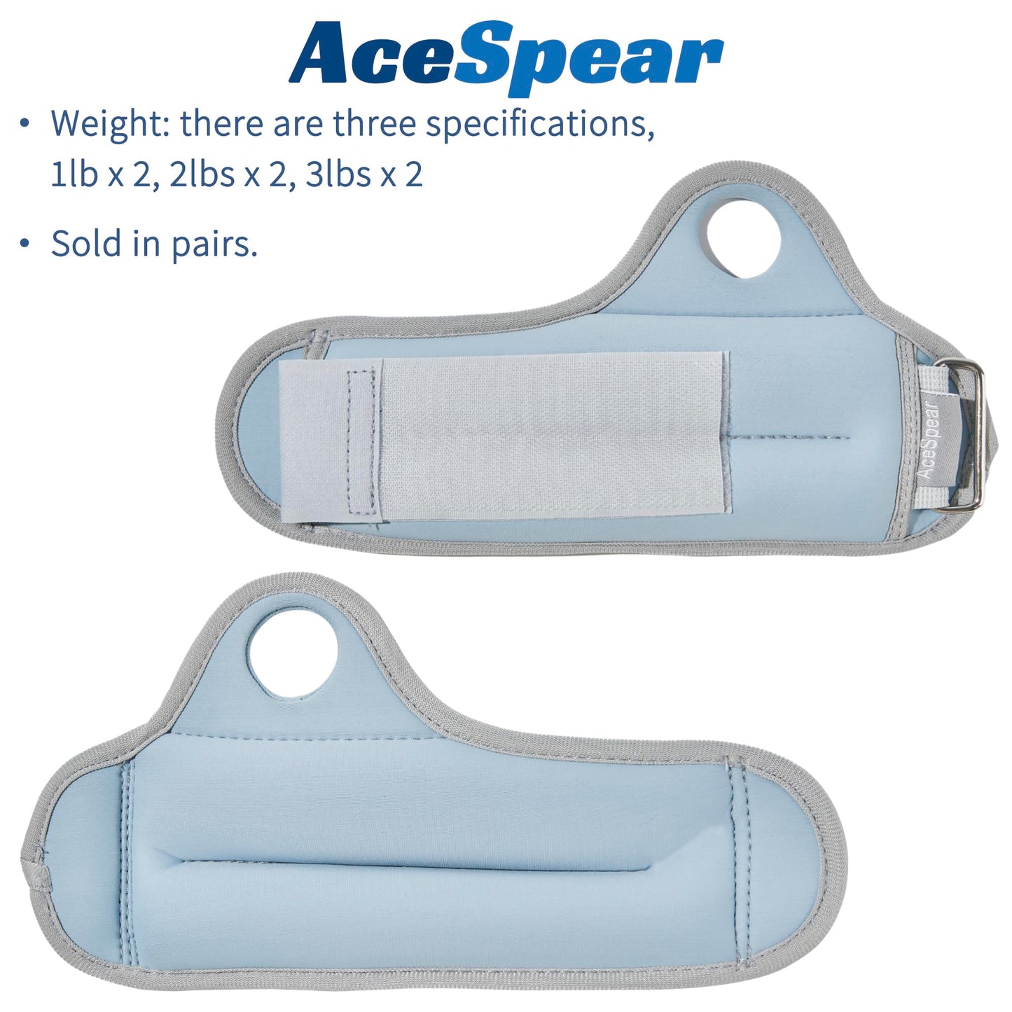 AceSpear Wrist Weights with Thumb Loops Lock for Men Women 1lb*2 2lbs*2 3lbs*2 Ankle Weights Weighted Gloves for Running Strength Training Walking Exercises (Blue, 1 lb x 2)