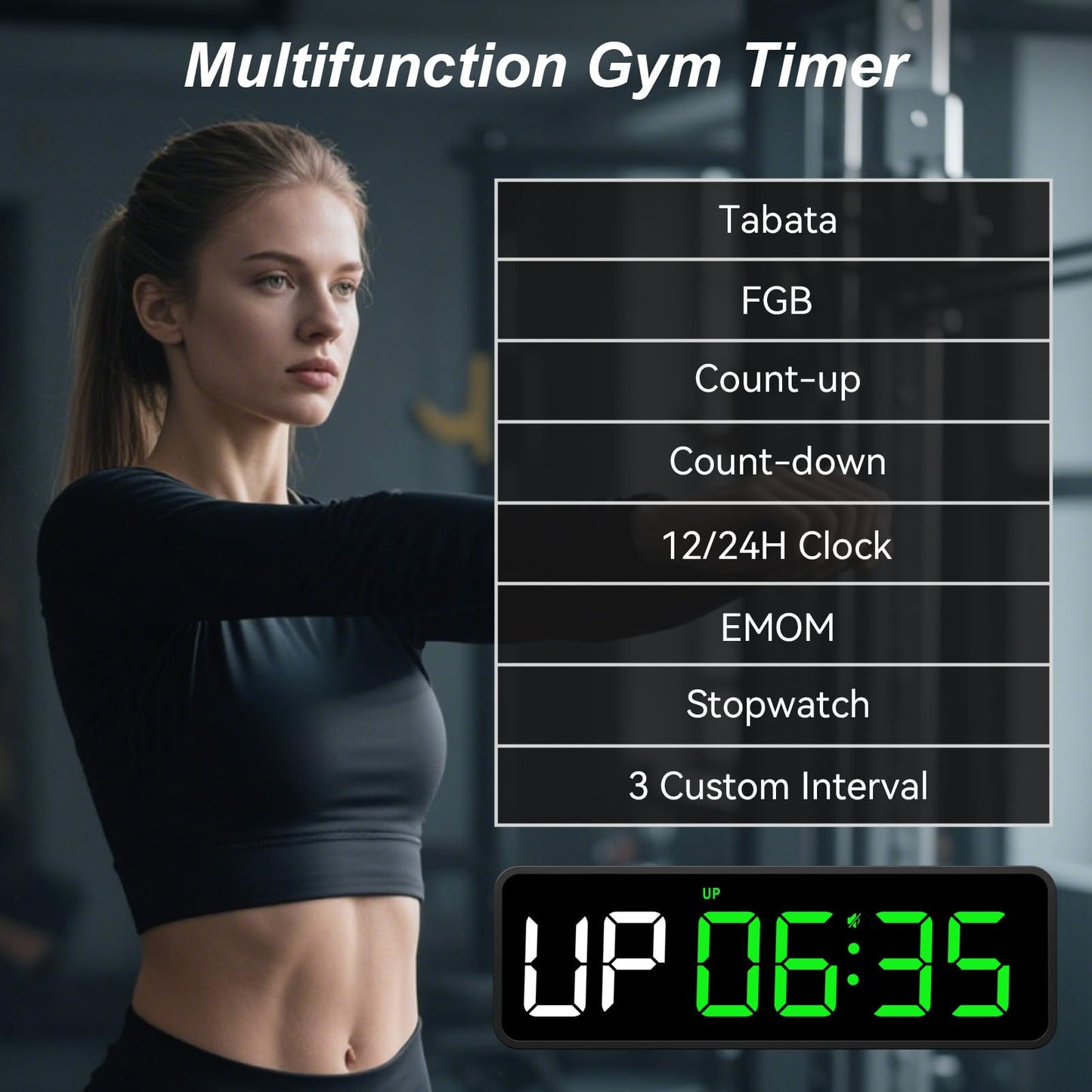 Acedeck Portable Gym Timer Clock: Fitness Digital Clock with Strong Magnet - Remote Control for Fitness Enthusiasts - Powerful Battery for Home Gym Garage Boxing Green