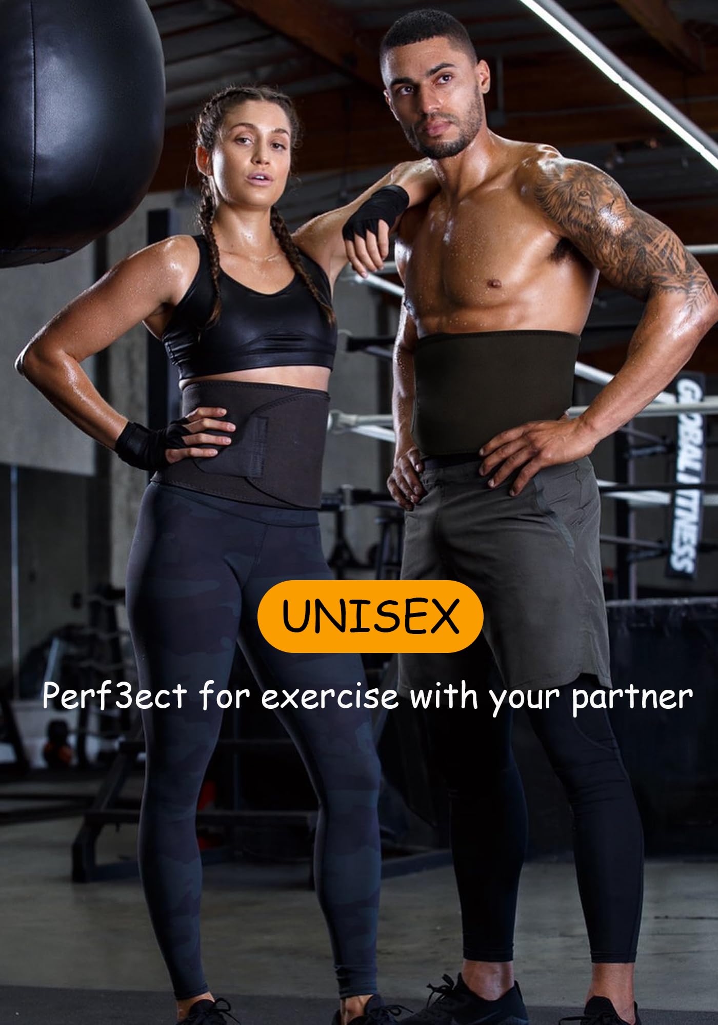 BXVX Sweat Waist Trimmer Trainer Belt Wrap Belly Sweat Band Sauna Slimming Belt for Women and Men Lower Belly Fat Plus Size M Black