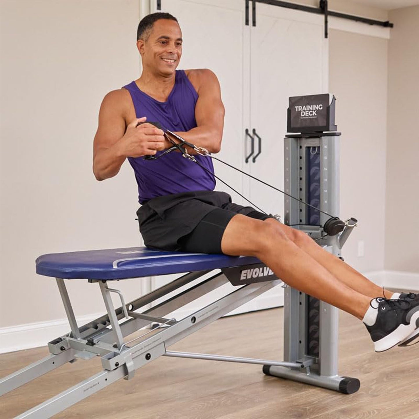 Total Gym Evolve, Incline Bodyweight Training Home Exercise Machine w/ Adjustable Glideboard, 16 Levels of Resistance, & Deluxe Squat Stand