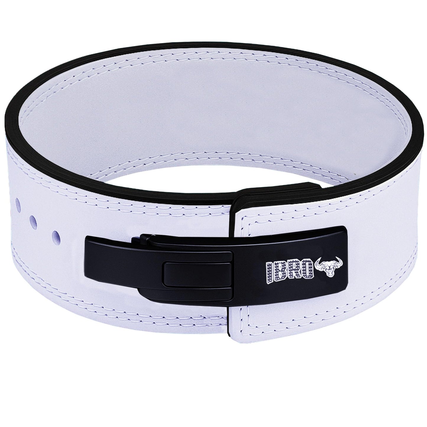 IBRO Powerlifting Lever Gym Belt ? Power 10MM Extreme Heavy Duty Genuine Leather Belts - Squats Deadlifts Bodybuilding Weight Lifting IPF Power Lifting Strongman for Men 10mm AllWhite M