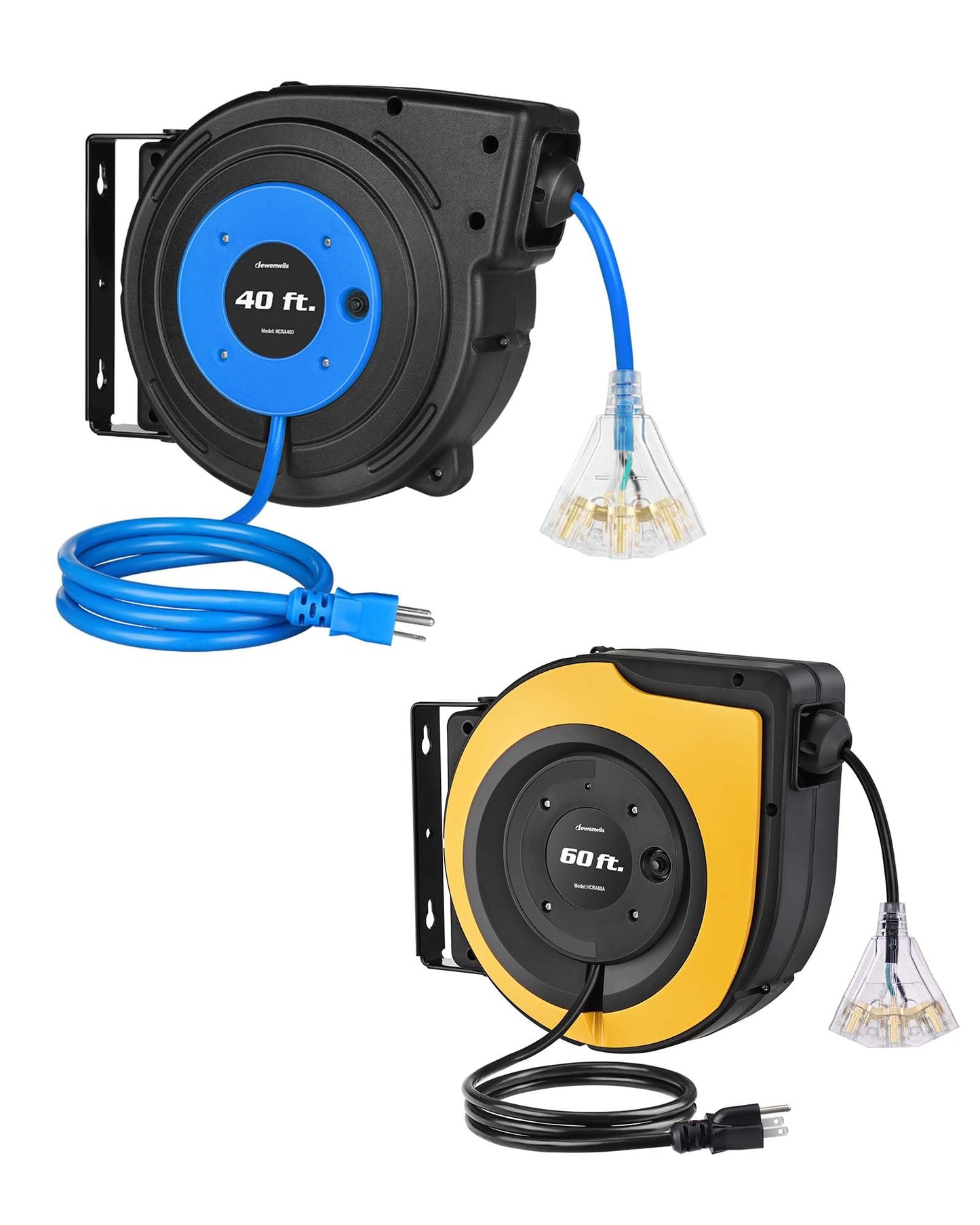 DEWENWILS Heavy Duty Cord Reel, 40FT & 60 FT Retractable Extension Power Cord