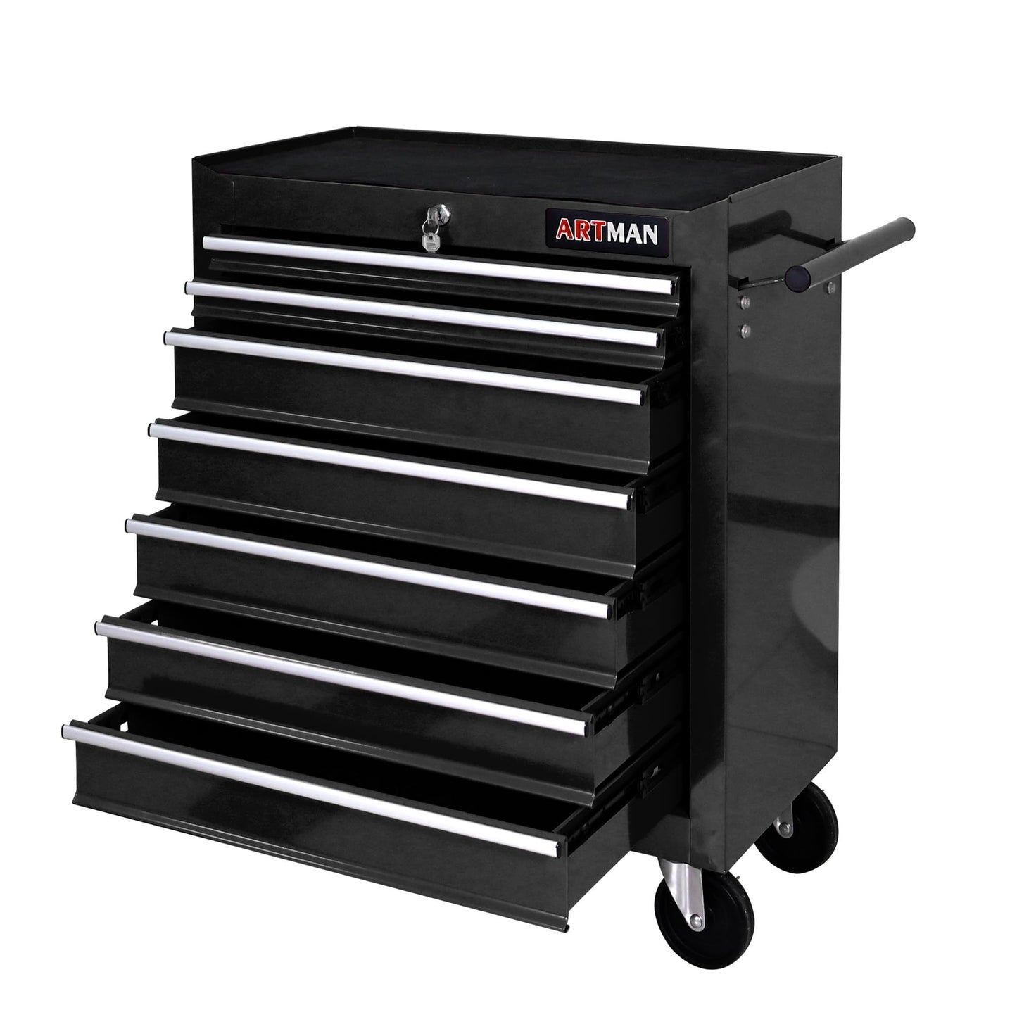 nifoti 7 Drawers Rolling Tool Cart on Wheels, Multifunctional Organizer Tool Chest Tool Case, Trolley Tool Storage Tool Box for Workshop,Garage,Repair Shop (7 Drawers 24.2" W×12.9" D×29.9" H-Black)