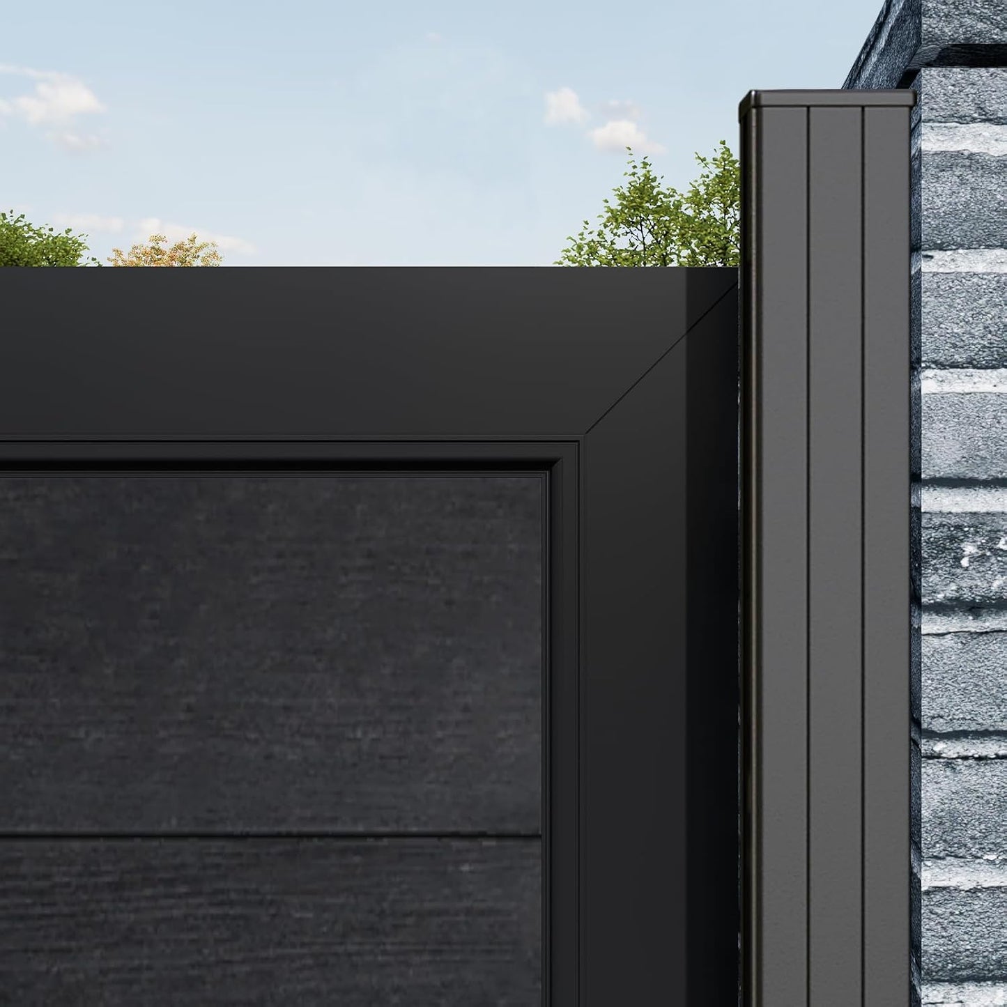 Treslam Wood Plastic Privacy Fence Gate 6ft(H) x 3ft(W), Metal Frame with Knob Kits, Durable Composite Outdoor Gate,Black