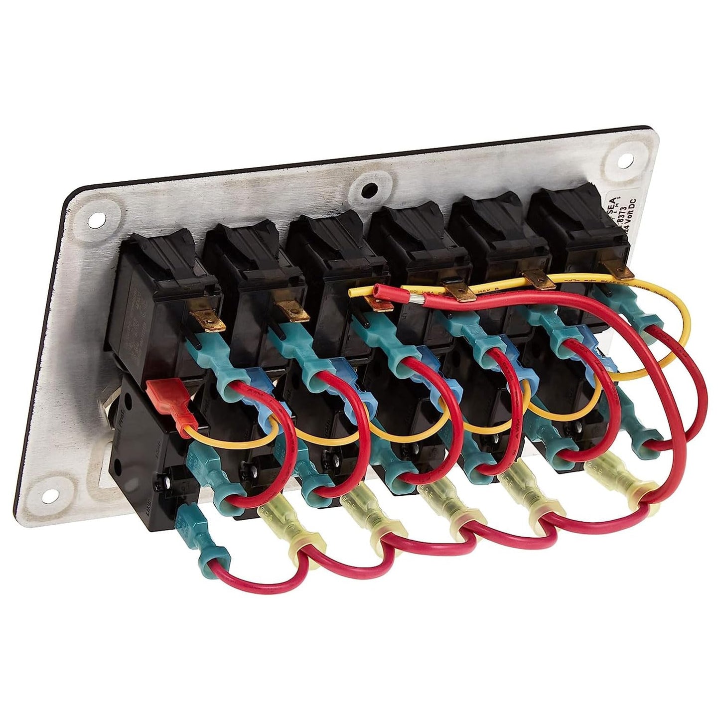 Blue Sea Systems 8373 Water Resistant Circuit Breaker Panel, 6 Position, Black