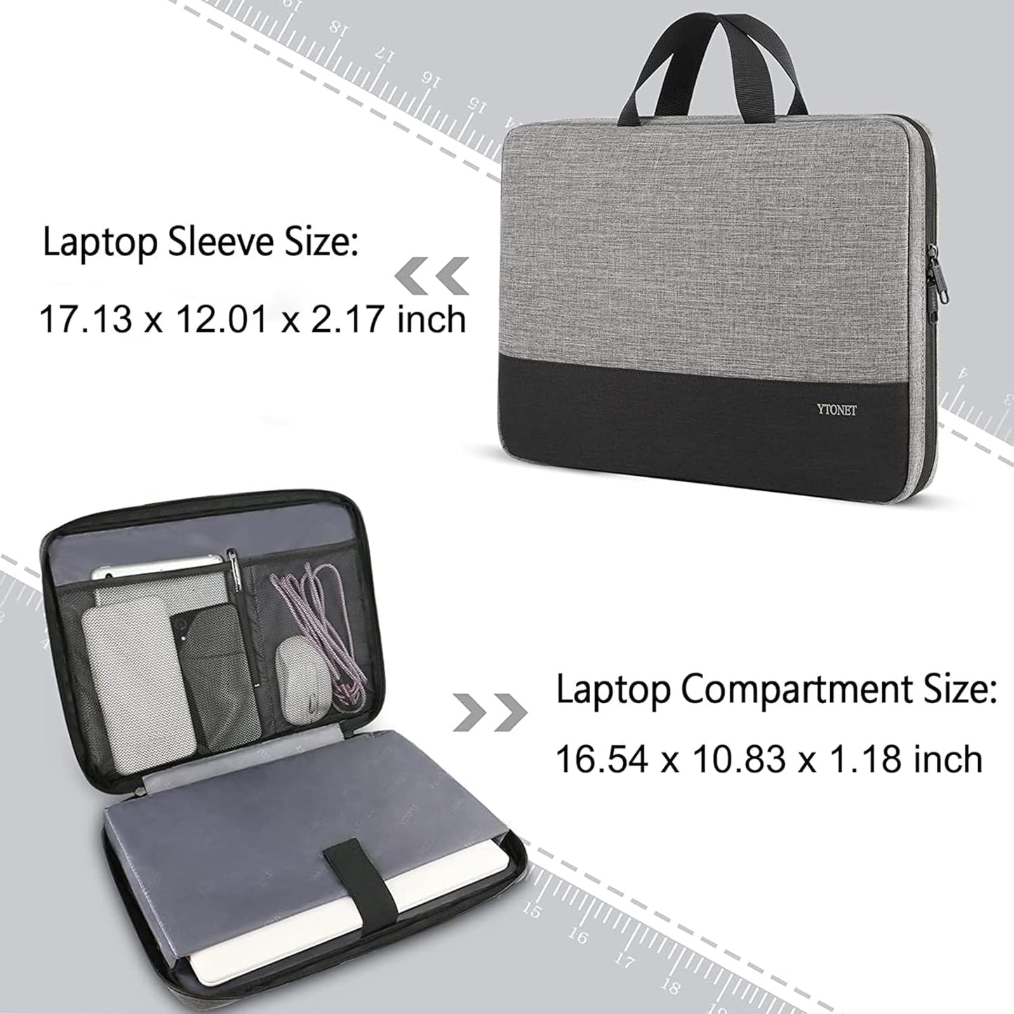 Ytonet 17 17.3 Inch, 1617 Inch Laptop Sleeve Case Slim Water Resistant TSA Laptop Bag with Handle Protective Computer