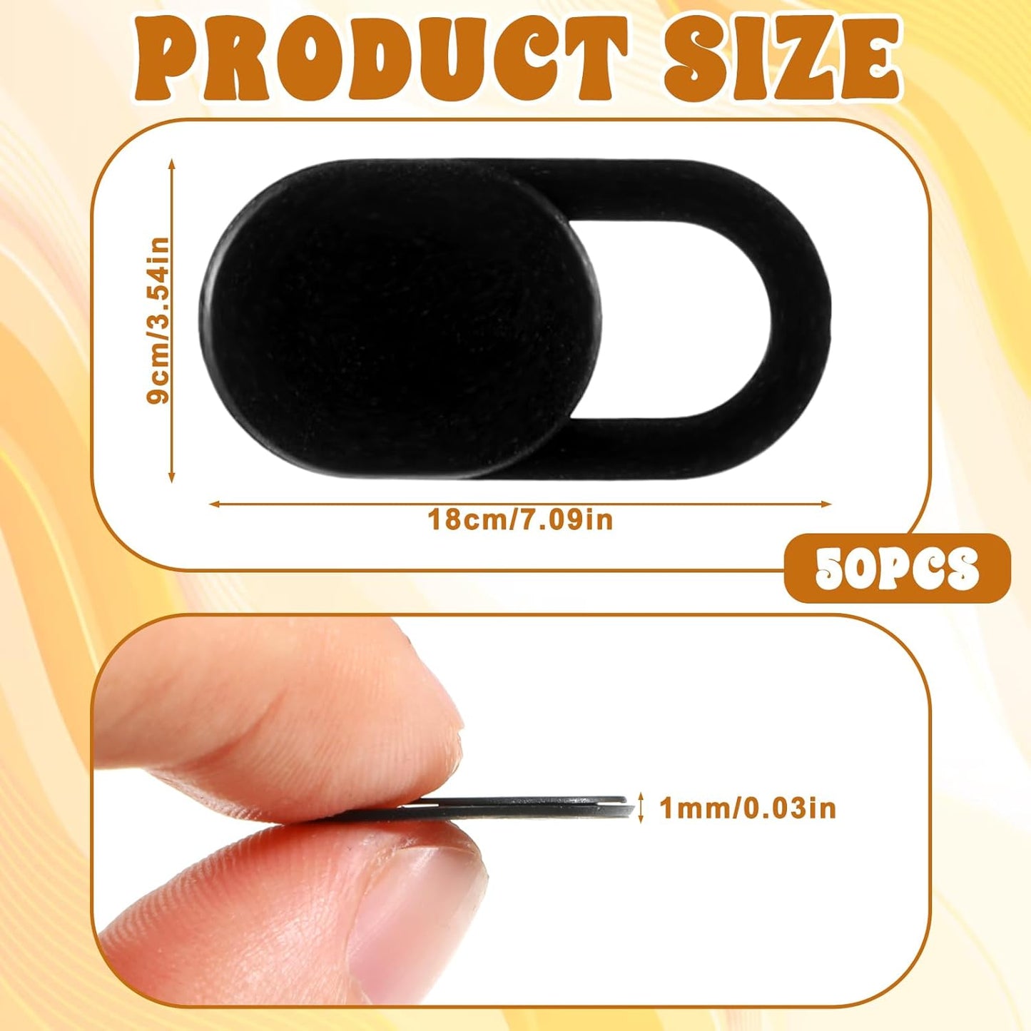Alrhso 50 0.023 Inch Pcs Webcam Cover Slide, Ultra-Thin Universal Camera Privacy Cover Black Phone Camera Covers Slide