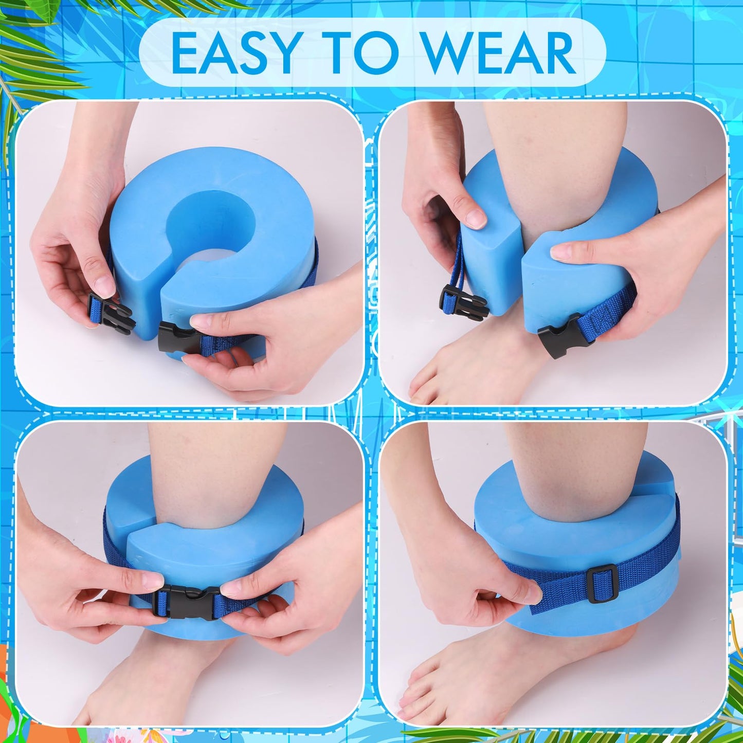 WinnerWhy Water Aerobics Set for Aquatic Exercise 1 Pair Swimming Glove 2 Pcs Foam Swim Aquatic Cuffs Water Weights Pool Resistance Fitness Equipment for Swimming Training Workouts(Blue)