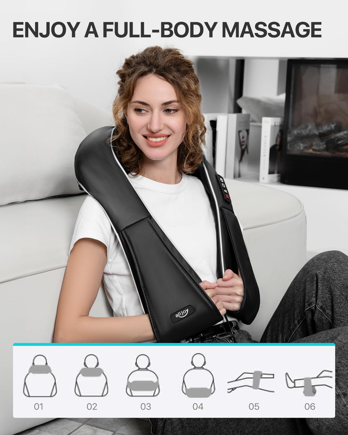 ALLJOY Neck Massager for Pain Relief Deep Tissue with Heat, HSA 3D Kneading Shiatsu Neck and Back Massager for Shoulder Full Body Home Office Car Use, Gift for Dad Men Mom Women FSA