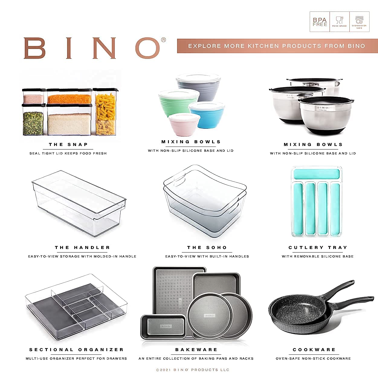 BINO | Stackable Storage Bins, X-Large - 2 Pack | THE STACKER COLLECTION | Clear Plastic | Built-In Handle | BPA-Free | Containers for Organizing Kitchen Pantry | Multi-Use Organizer
