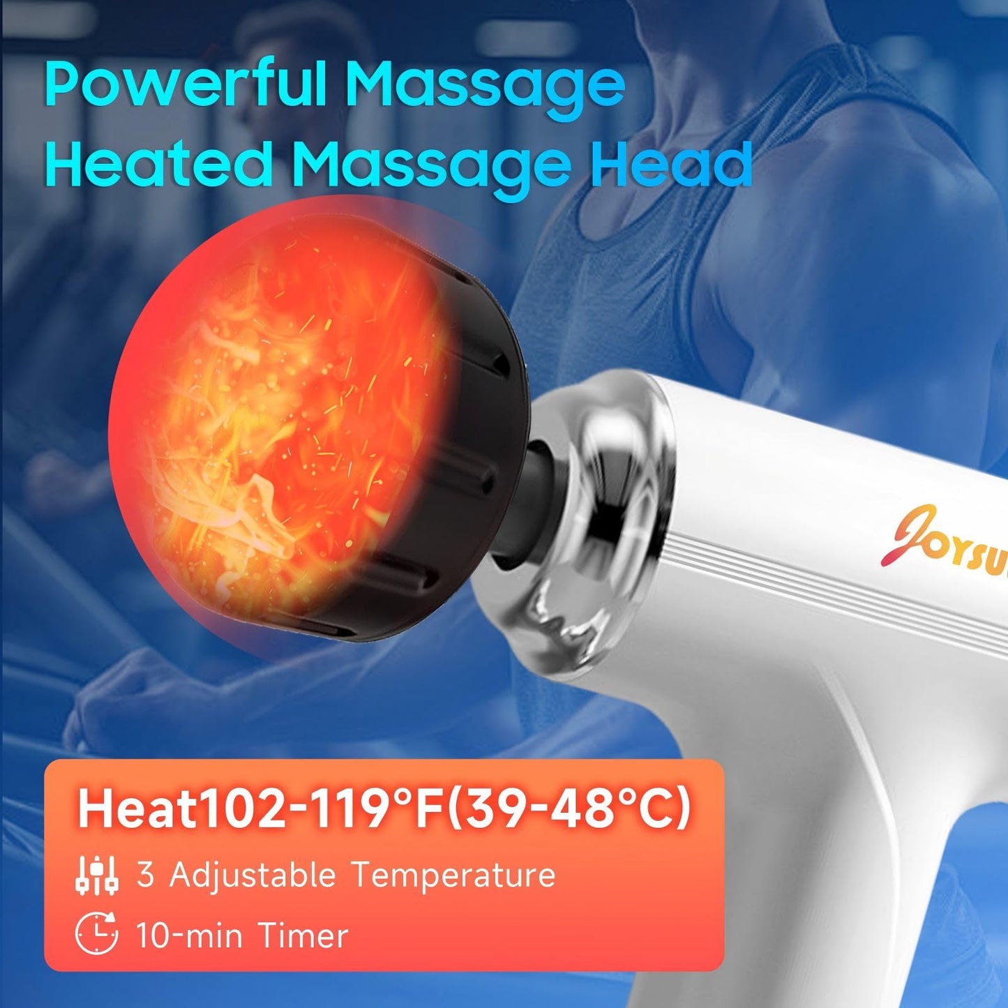 JOYSUWERUN Massage Gun with Heat – Powerful Deep Tissue Massager, Handheld Mini Massage Gun for Full-Body Muscle Relief, Portable Muscle Massager for Home,Travel,