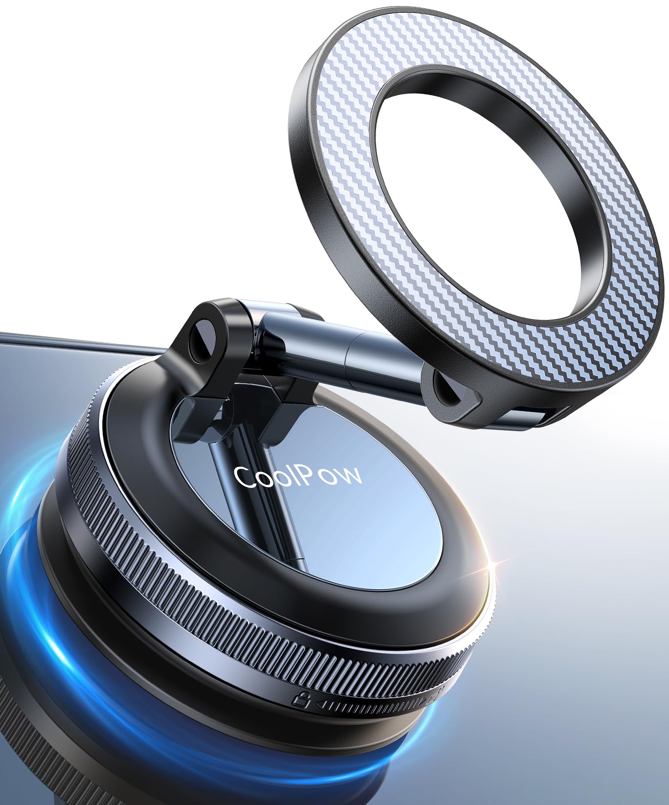 Coolpow【Newest Vacuum Magnetic Phone Holder for Car Phone Holder Mount【Movable Vacuum Suction】Magsafe Car Mount Cell Phone Holders for Your Car Accessories for Women Men for iPhone 17 16(Carbon Fiber)