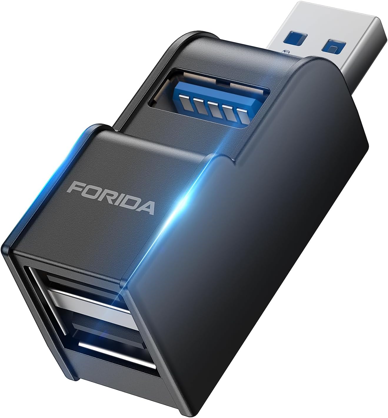 FORIDA 3 3.0 1 3 Ports USB Adapter, USB Hub with USB and Double USB Adapter, Portable USB Splitter in Out for Keyborad