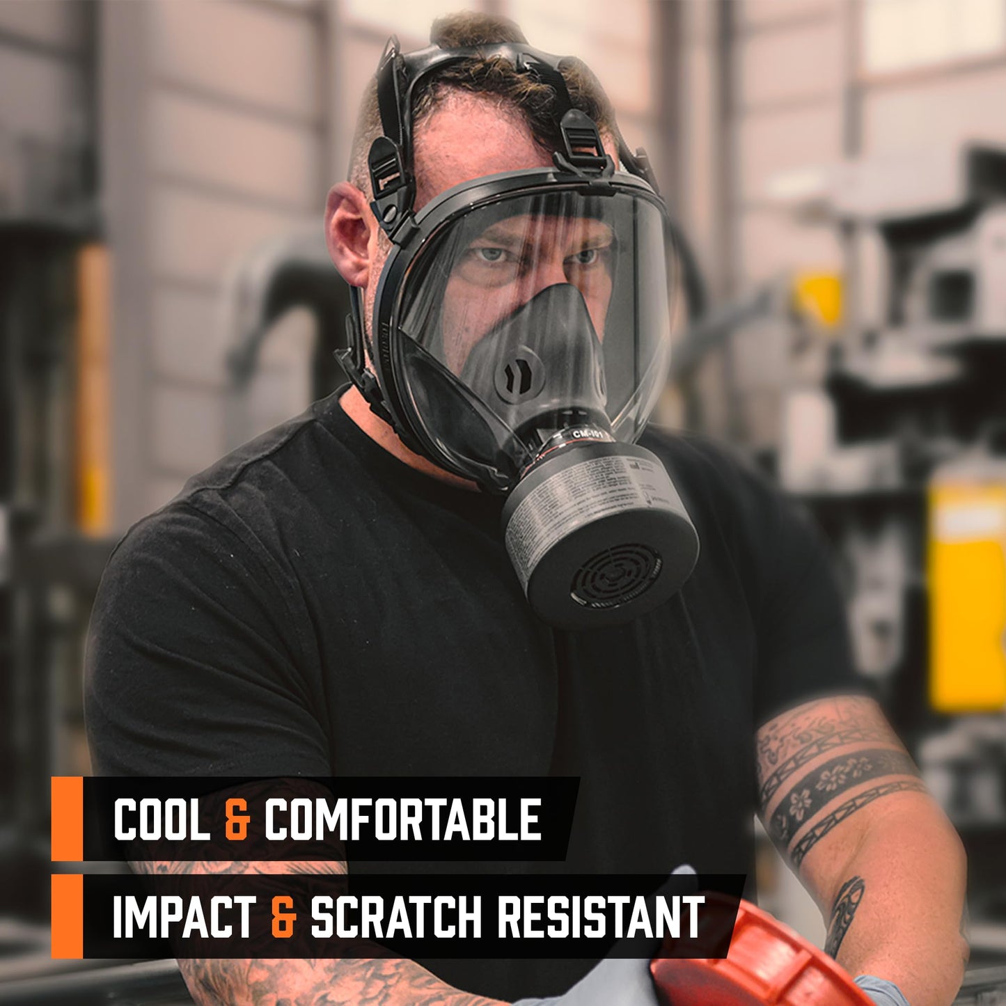MIRA Safety CM-I01 Full-Face Industrial-Grade Gas Mask with 40mm NATO Filter Compatibility and Advanced Valve Design (Olive Green)