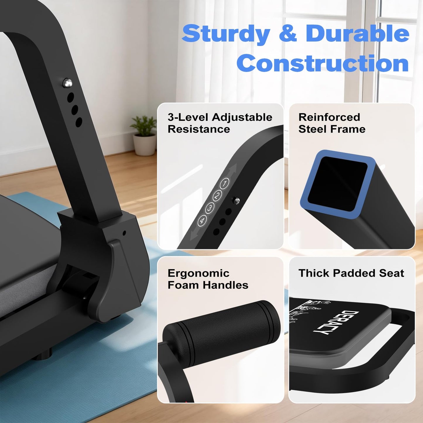 DERACY Sit Up Exercise Equipment, Adjustable Ab Machine, Multi-Functional Sit Up Machine, Ab Workout Equipment, Ab Trainer Machine for Women Men (Black Gray)