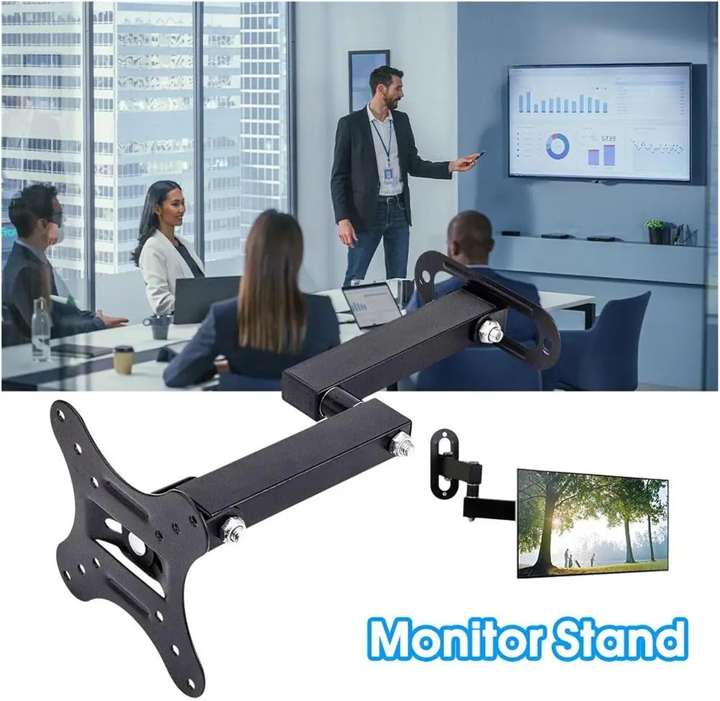 LOKLNEYK 10-27 Inch Display TV Wall Mount Articulating Arms Bracket, Swivel Tilt Extension Rotation, TV Monitor Stand
