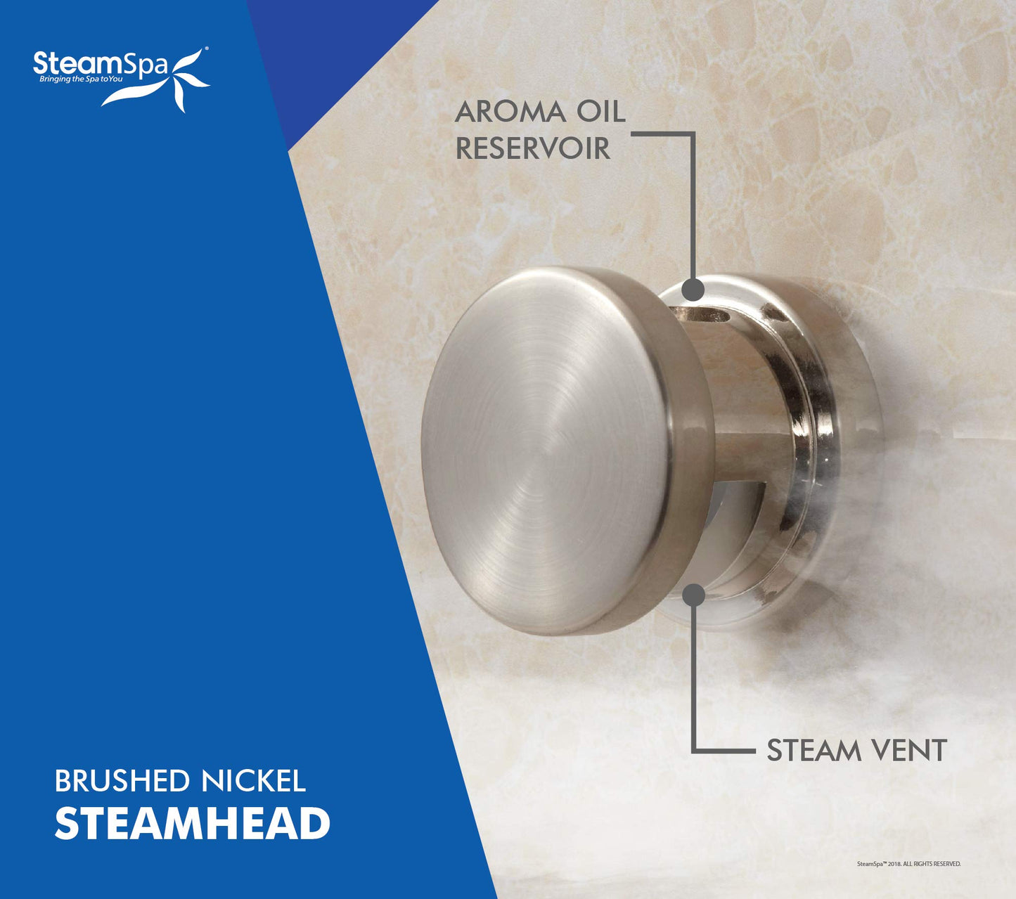 STEAMSPA 7.5kW Steam Sauna Generator Sentry Series 240V Steam Generator with Touch Screen, Steamhead, Built-in Steam Shower Auto Drain, ACU Quickstart Steam Bath Generator (Brushed Nickel)