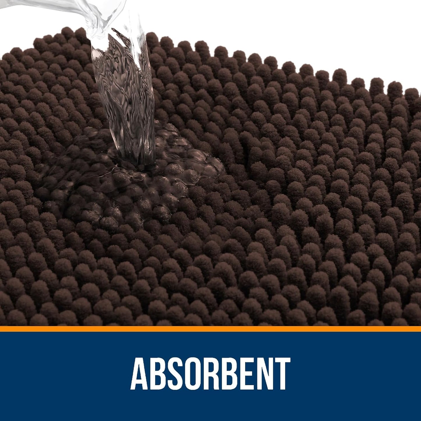 OLANLY Bathroom Rugs - Extra Soft Chenille Bath Mats | 47x24, Quick Dry, Machine Washable, Brown