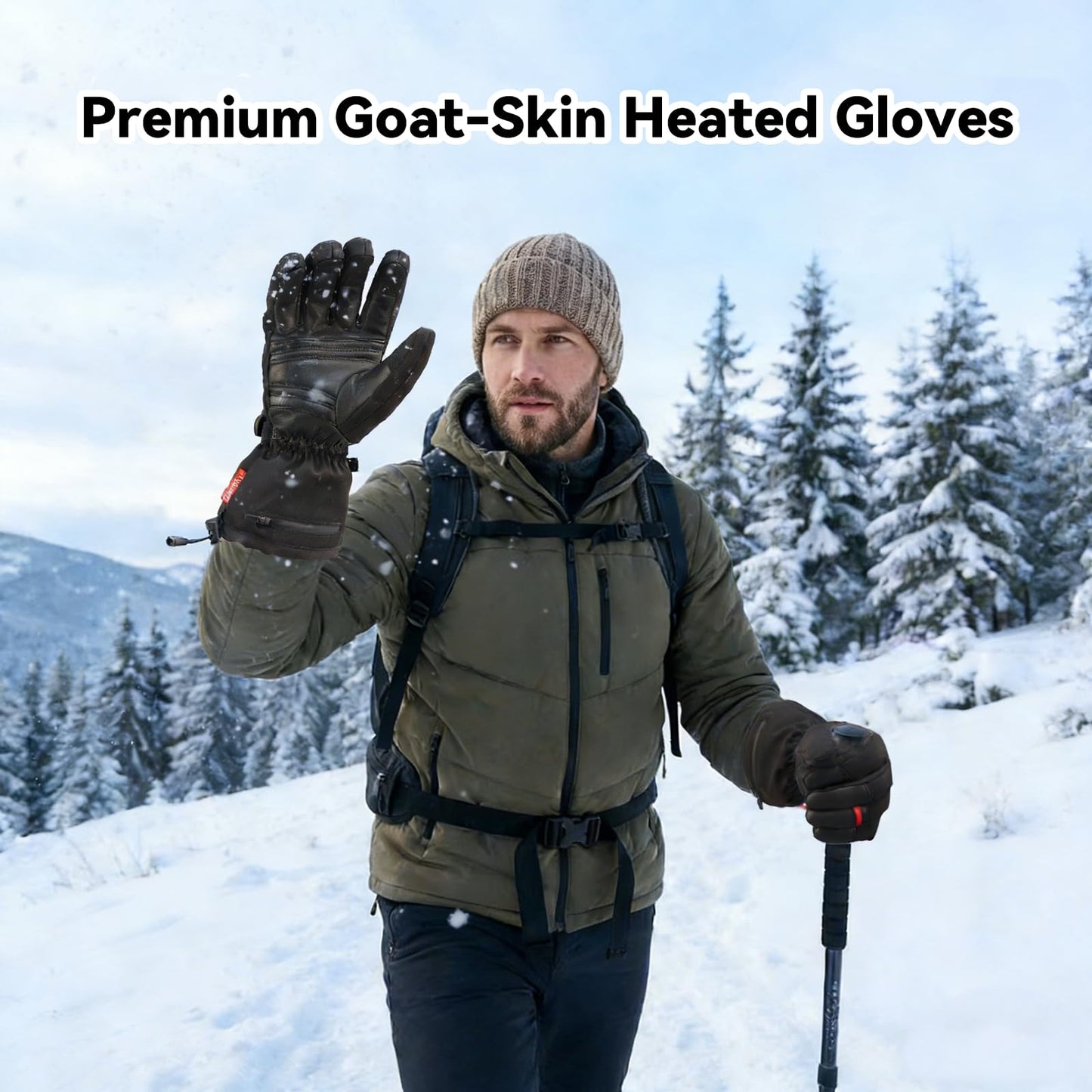 CUEHEAT Heated Gloves, Palm & Back Double Heating, Winter Outdoor Windproof Warm Thick Gloves, Battery-Powered Hand Warmer (CH03, Small)