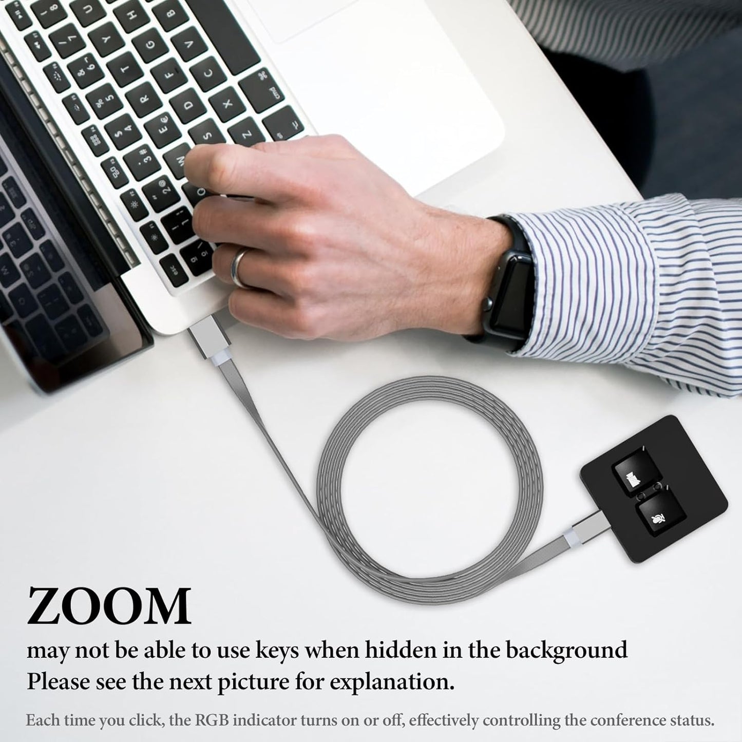 GEEKRIA RGB Meeting Mute Controller Compatible with Windows Zoom App, Mute/Unmute Microphone Audio, Stop/Start Video