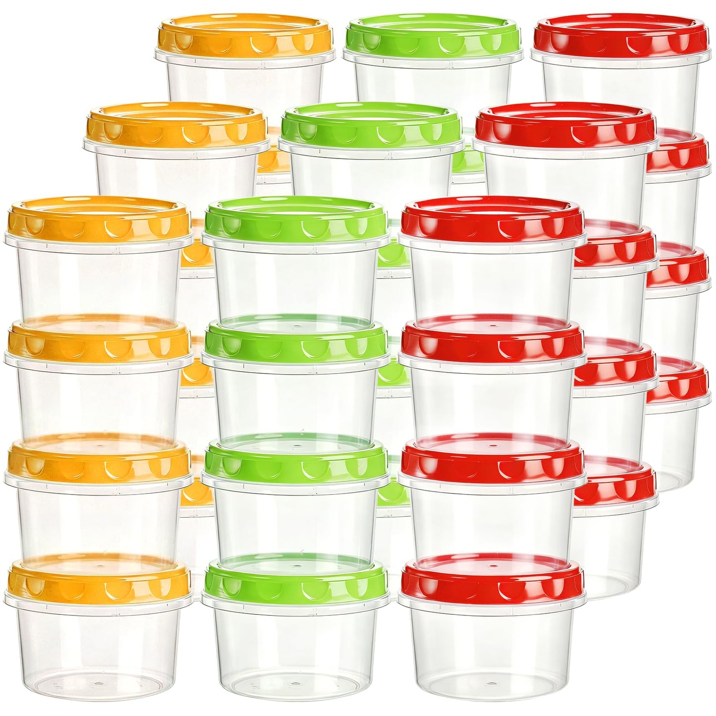 Elsjoy 36 Pack 8 oz Freezer Food Storage Container with Lid, Reusable Small Food Container Twist Top Plastic Condiment Cup, Leak Proof Deli Storage Containers, Freezer & Dishwasher Safe
