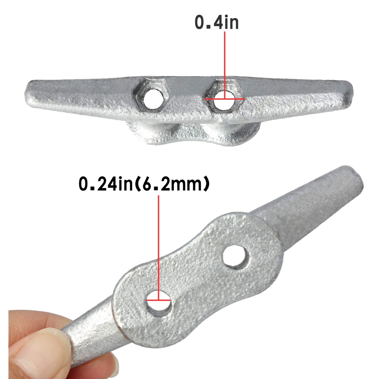 VEITHI Dock Cleat 4 inch - Hot Dipped Galvanized Boat Cleats, Rope Cleat, Boat Dock Cleats with Hardware Ideal for Small Boat,Deck,Piers for Tying up Boats,Marine Decor,Boat Tie Down Cleats (4 Pack)