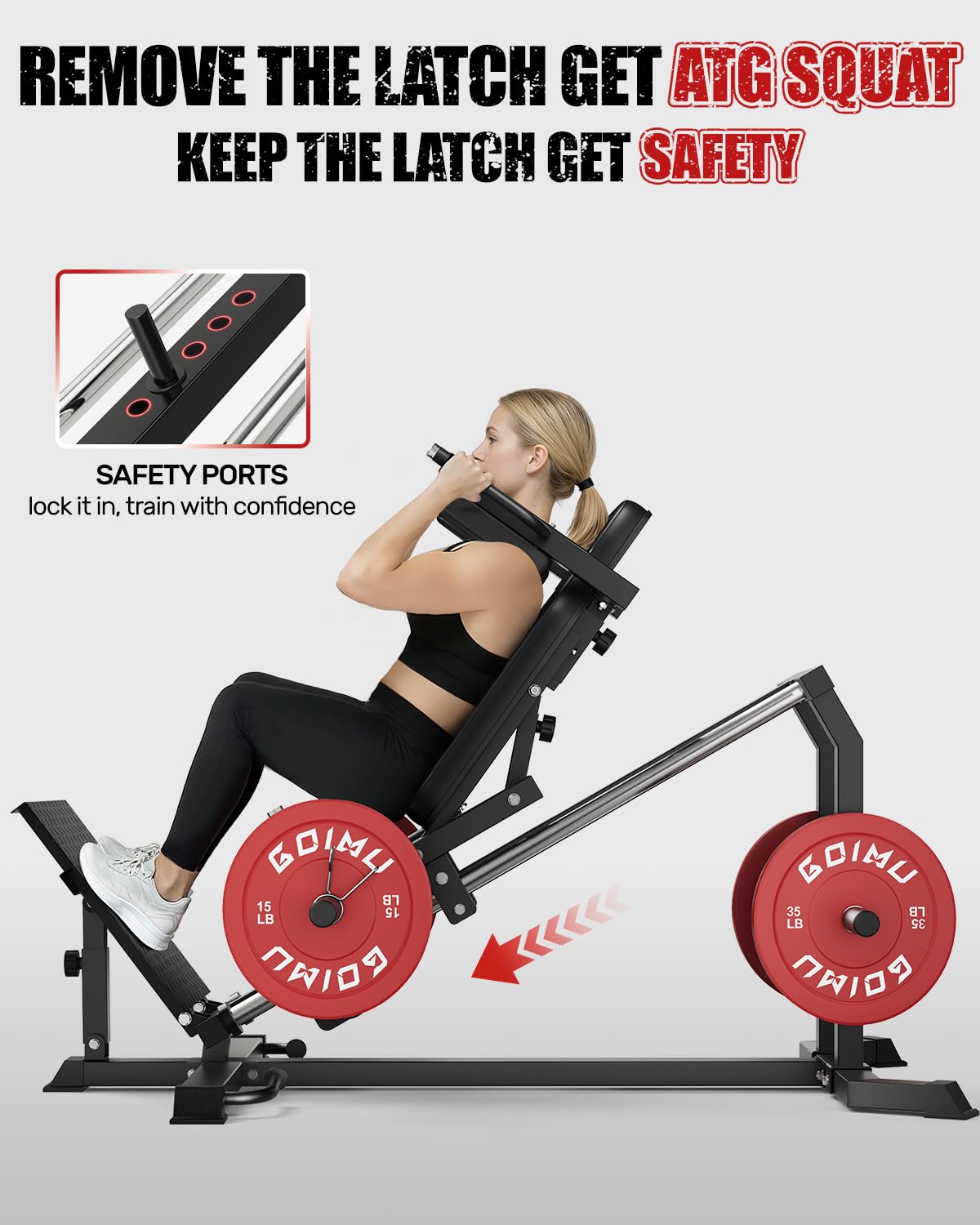 GOIMU L5 Leg Press Hack Squat Machine, 30-Degree Leg Press Machine for Home Gym, Compact Hack Squat Machine with Removable Shoulder Pad, Lower Body Workout Equipment
