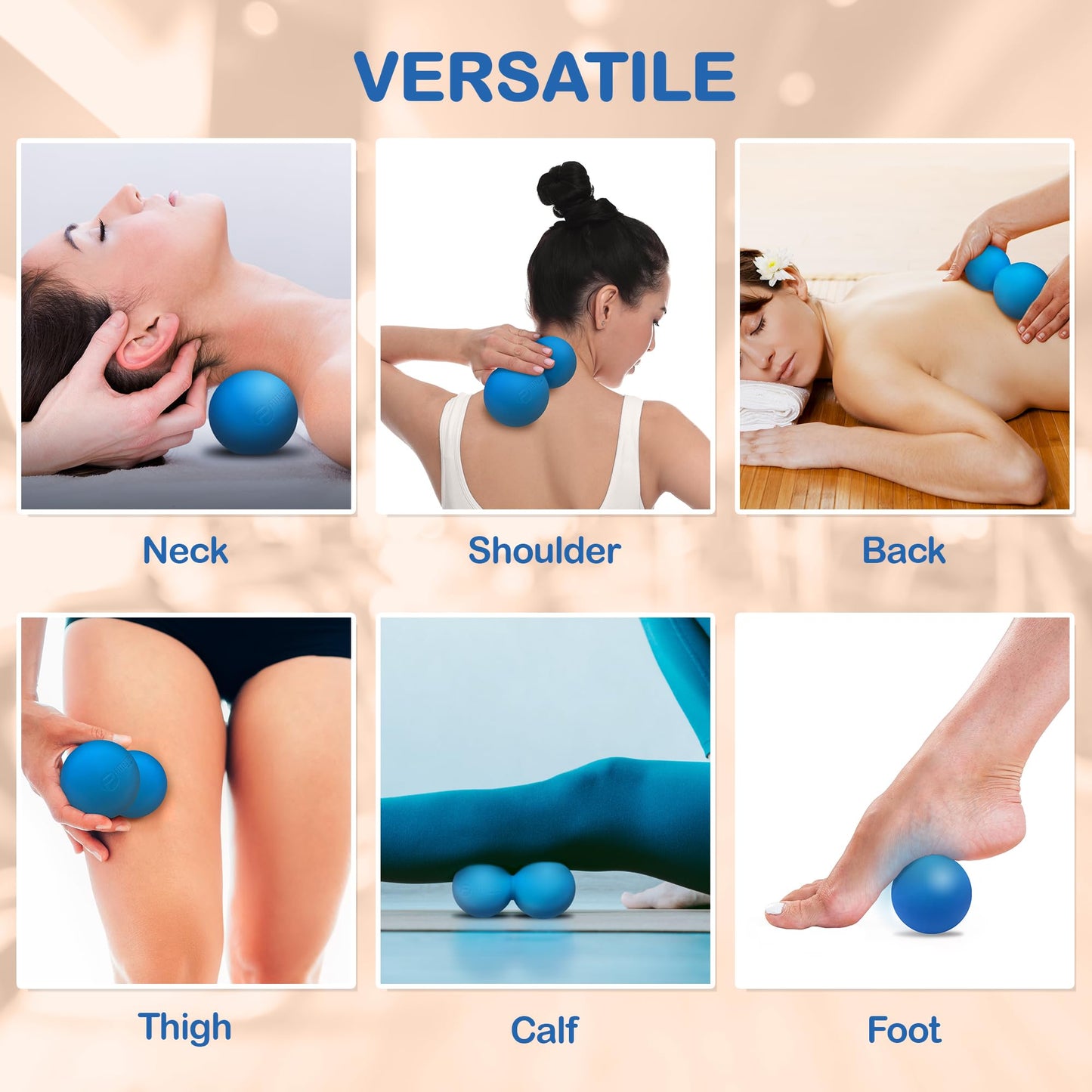 Peanut Massage Ball - Double Lacrosse Massage Ball & Mobility Ball for Physical Therapy - Deep Tissue Massage Tool for Myofascial Release, Muscle Relaxer, Acupoint Massage