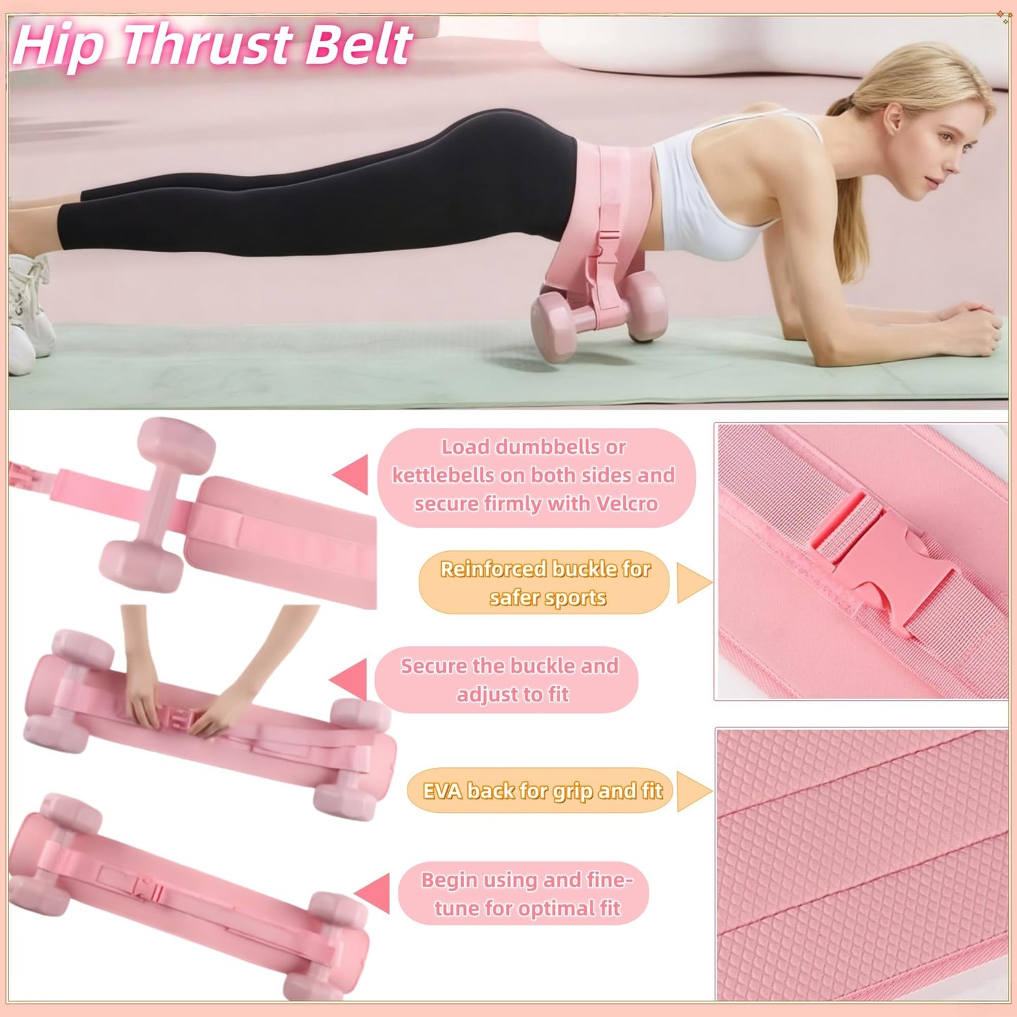 Ypdroy Women Glute Workout Equipment Set, Ankle Resistance Bands with Cuffs Long Yoga Resistance Bands Socks & Bag, Glute Sculpting at Home Set for Gym Equipment Pilates Kit