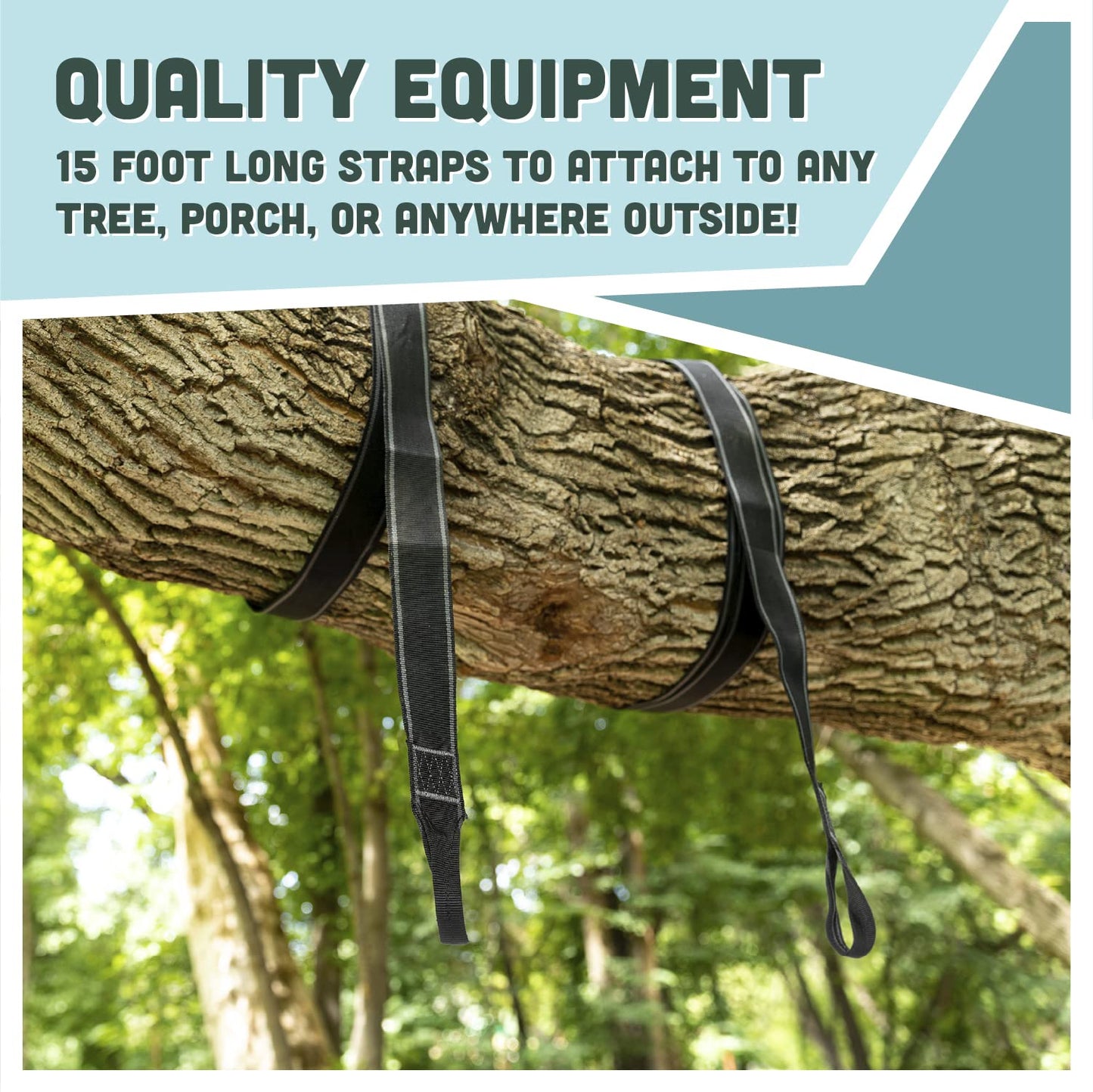 Squirrel Products Two Nylon Tree Swing Hanger Straps - 15ft Each