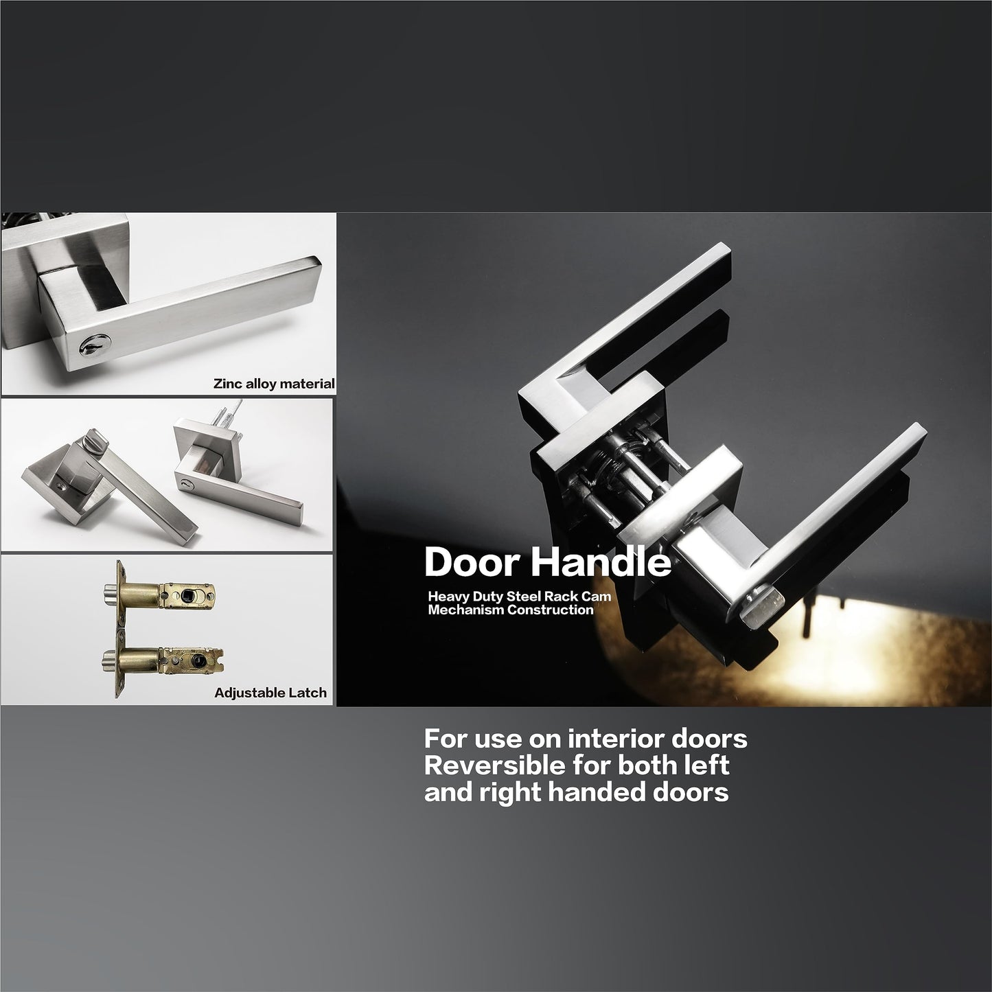 Cielsa Dawn Key Lock Satin Nickel Entry Door Set with Deadbolt Combination Lockset, 4-Piece Set