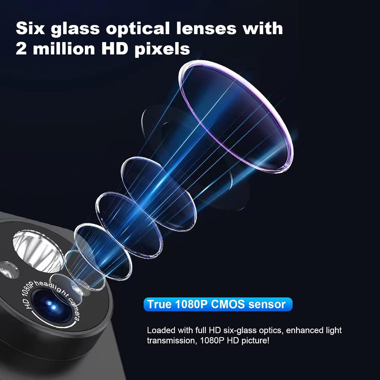 2MP 1080P 45 Mini Head Mounted Action Camera with Light, Adjustable Headlamp Headlight Body Camera, Gesture Control