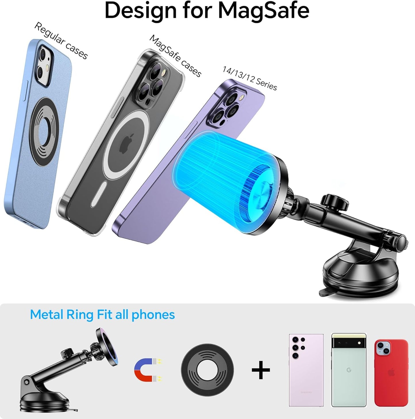 Coolpow 17 16 for MagSafe Car MountWindshield+Vent+DashMagnetic Phone Holder for Car Phone Holder Mount Cell Phone
