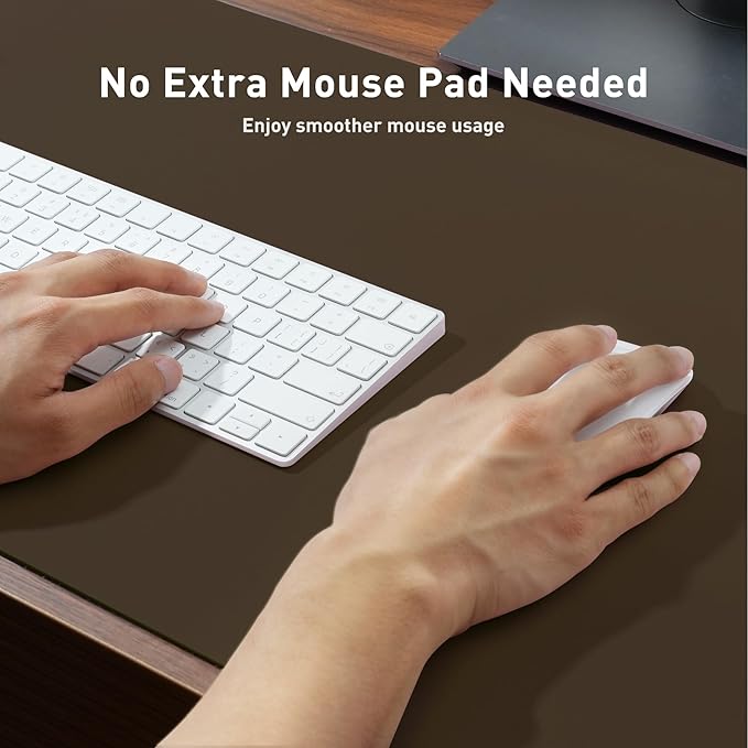 Aothia Leather Desk Pad Protector, Office Desk Mat, Large Mouse Pad, Non-Slip PU Leather Desk Blotter, Laptop Desk Pad, Waterproof Desk Writing Pad for Office and Home (48"x17", Coffee)