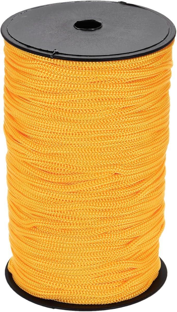 MECCANIXITY 3/16 Inch Polypropylene Rope Braided Ropes, 328ft Nylon Rope Hollow Utility Cord for Clothesline, Camping, Hiking, Outdoor, Orange Yellow