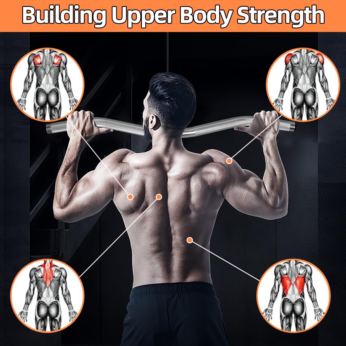 Lat Pulldown Attachments, Straight Bar Cable Attachments, Lat Pull Down Bar, Curl Pulldown Bar, Sturdy & Lightweight Aluminum, Non-Slip Grip, Full Rotation, Max Load 1000LBS