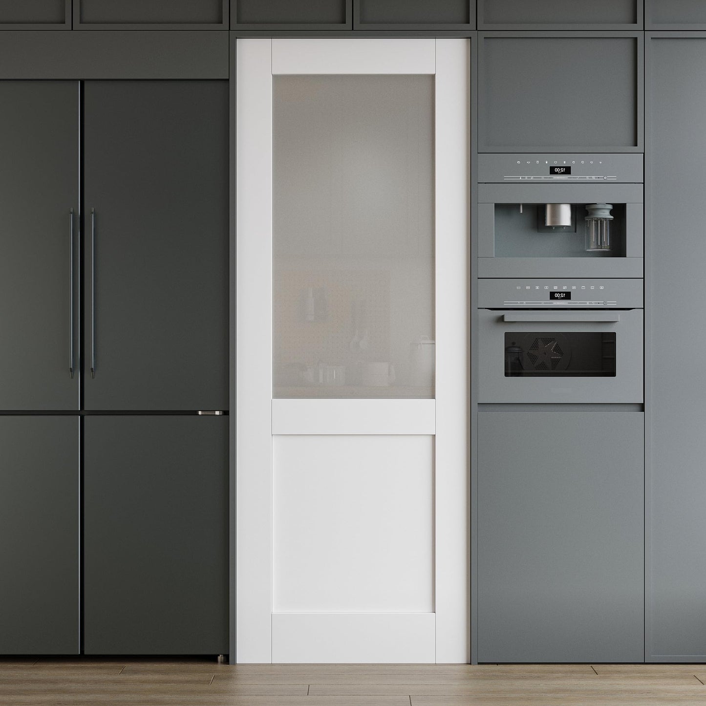 30 x 80 Interior Door Slab, Glass Door, Closet Door with Frosted Glass, Pantry Doors Solid Core Prebuilt Panel, Paintable, Privacy Protected