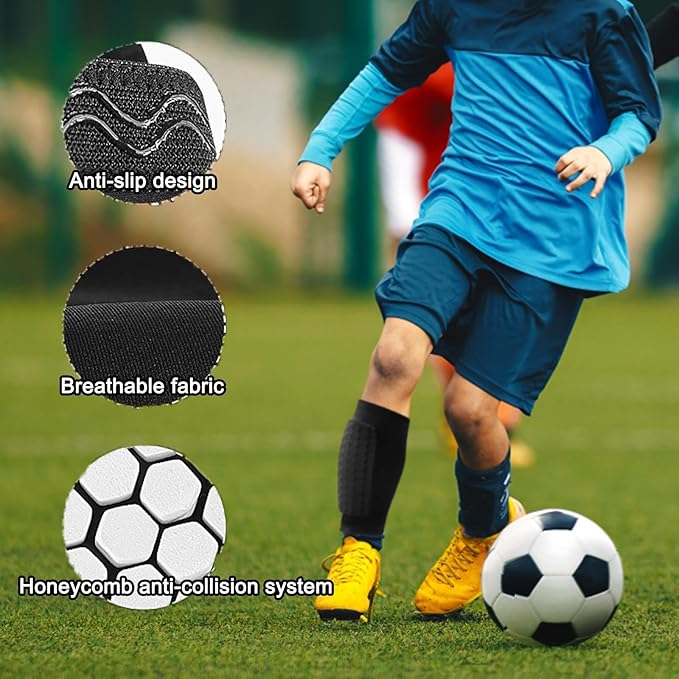 Shin Defender Shin Guards Kids, Soccer Shin Guards Shin Pads for Kids Youth Adult, Lightweight Calf Protective Gear with Honeycomb Pads, Lightweight Calf Protective Soccer Gear, 6-8,8-10,10-12