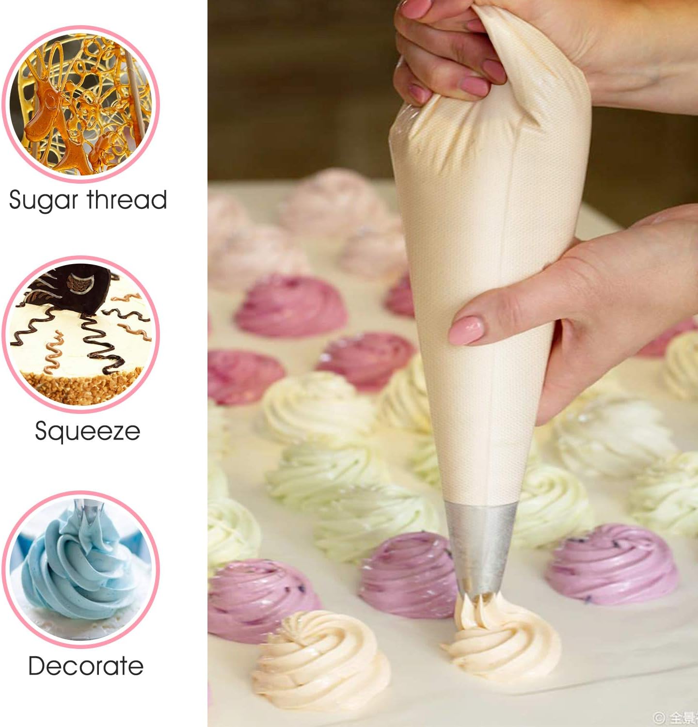 VolksRose 18-Inch Disposable Piping Bags - Anti-Burst, Non-Slip Cake Decorating Bags for Icing, White, 100 Pcs