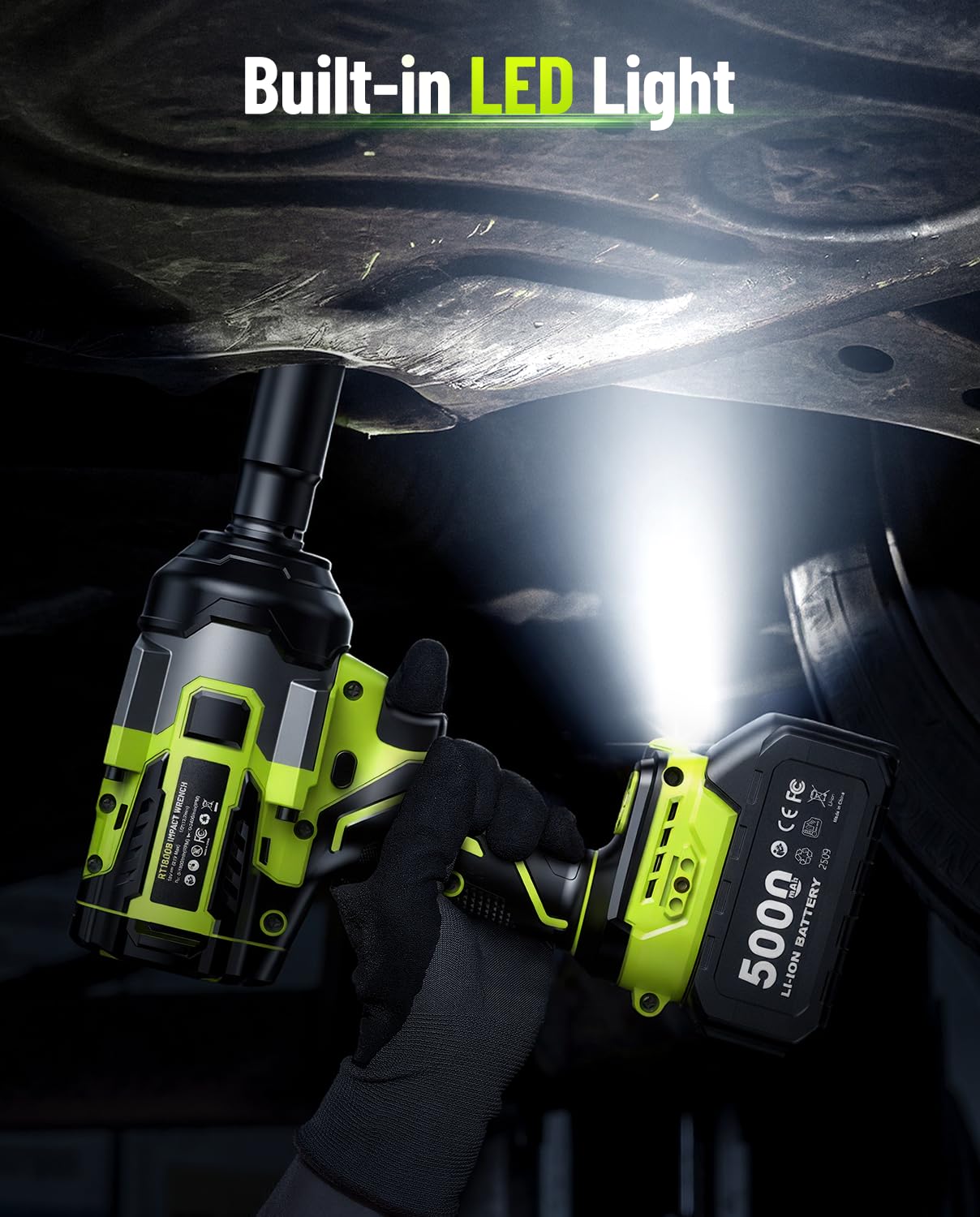 Robustrue Cordless Impact Wrench,1475Ft-lbs (2000N.m) 1/2 High Torque Brushless Impact Gun, 18V Power Impact Driver, 2 * 5000mAh Battery,5 Sockets, Brushless Variable Speeds for Car/Truck RV/Mower