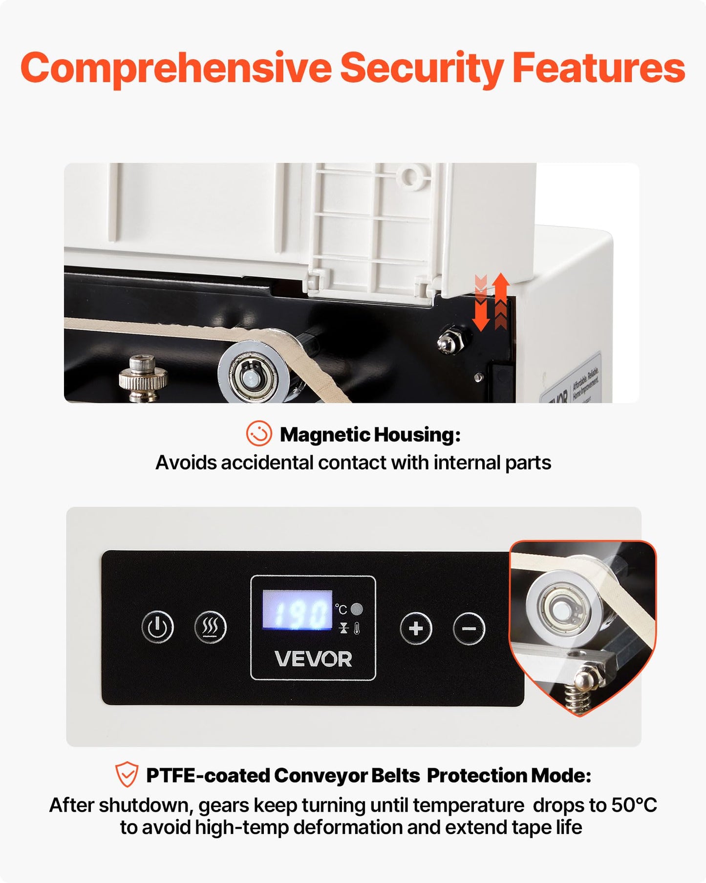 VEVOR Continuous Sealing Machine, 0.32-0.47 in Seal Width, Automatic Continuous Band Sealer with Digital Temperature Control, Automatic Shutdown, Heat Sealing Machine for 0.002-0.0.008 in Plastic Bags