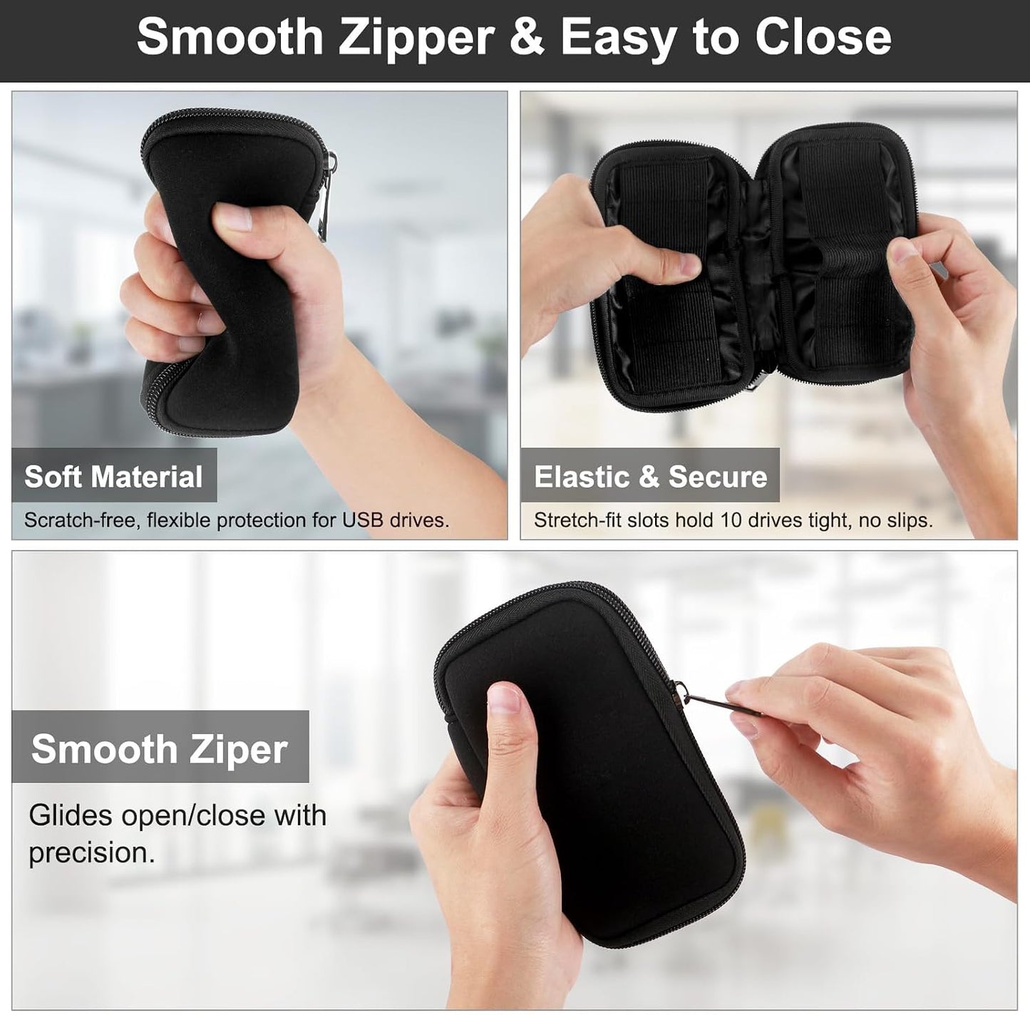 MECHEER 10 12 Flash Drive Case USB Storage Case Slots, Portable Thumb Drive USB Holder, Tech Organizer Travel