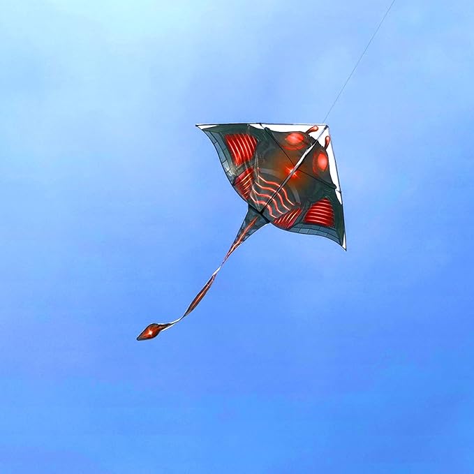 Mint's Colorful Life Devil Fish Kite for Kids and Adults，Easy to Fly Delta Kites Single Line Large, 300ft Kite String Handle Include
