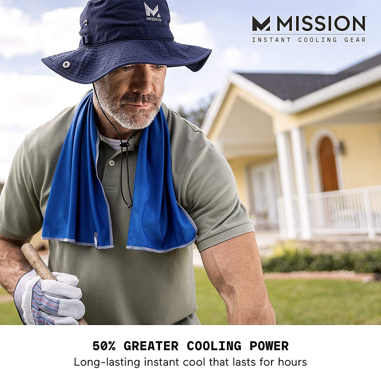 MISSION Max Plus Cooling Towel- Soft, Durable Microfiber - Cools Up to 3 Hours - UPF 50 Sun Protection - Machine Washable (MISSION Blue)