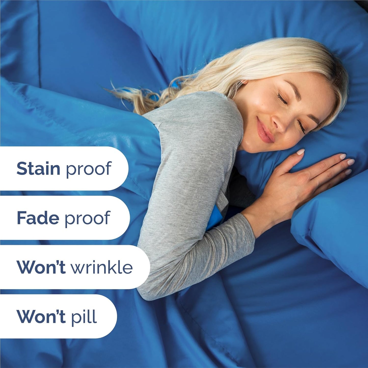 Royal Blue Split King Size 5-Piece Sheet Set | Comfy, Breathable & Cooling Luxury Bedding