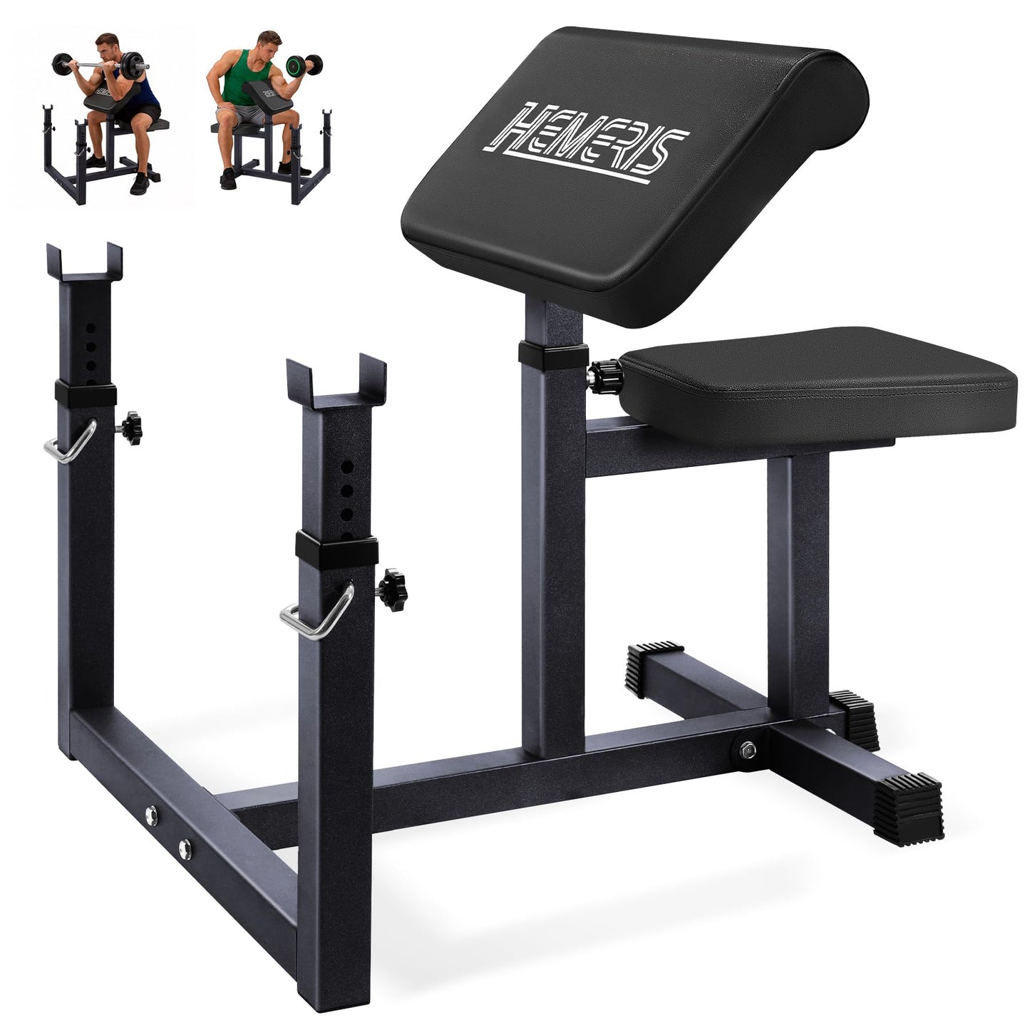 HEMERIS Preacher Curl Bench, Max Load 450 LBS Strength Training Bench Home Gym Bench Fitness Equipment,6-Level Seated Barbell Dumbbell Bicep Curl Machine Weight Bench(Black)