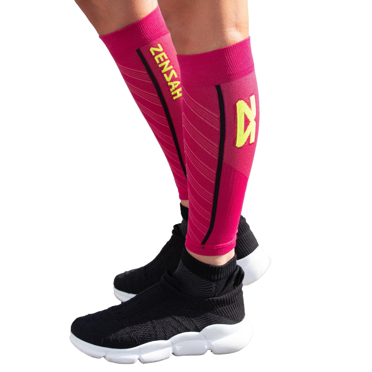 Zensah Featherweight Compression Leg Sleeves - Relieve Shin Splints, Calf Strains (Fuchsia, Small)
