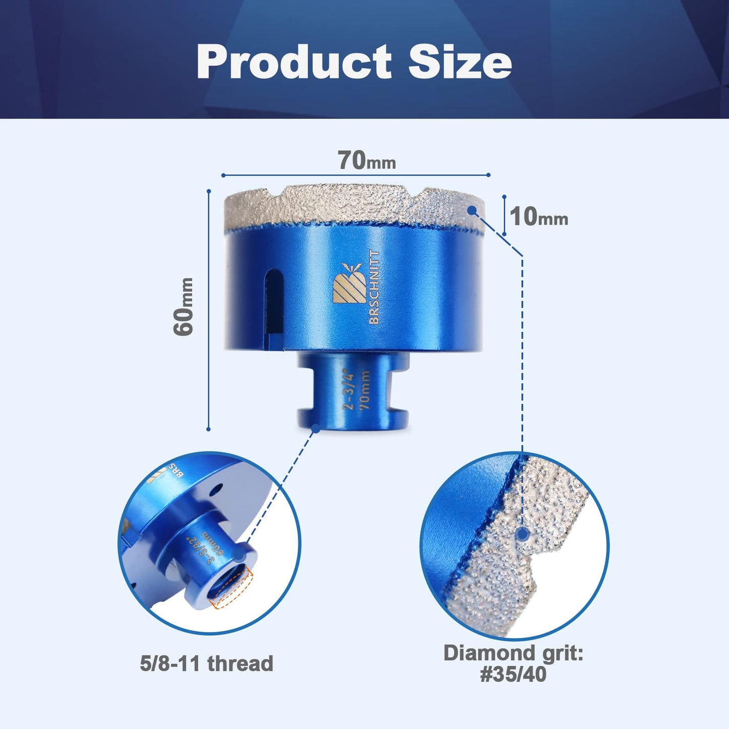 2-3/4 Inch Diamond Core Drill Bit for Porcelain Tile Diamond Core Drill Bit Set 7pcs Tile Hole Saw Kit