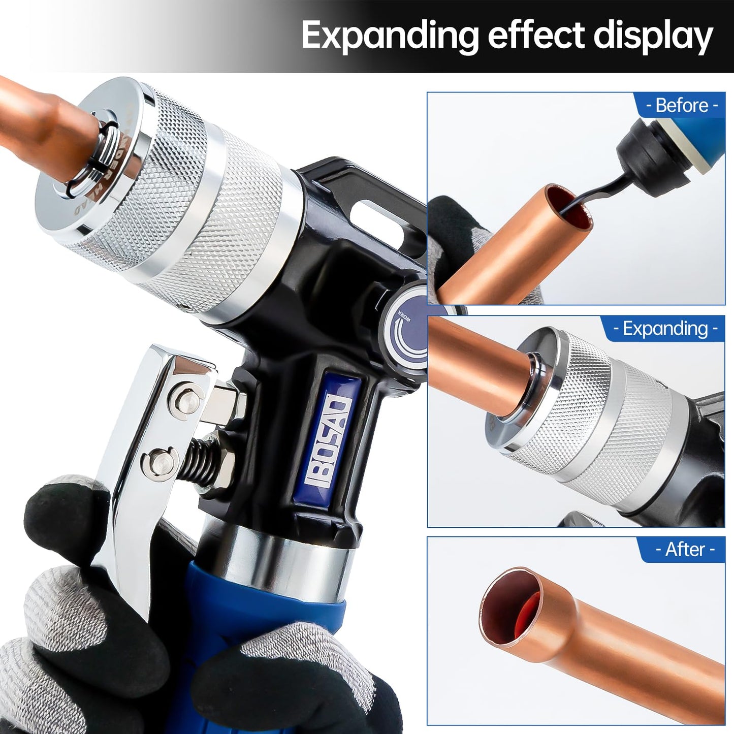 IBOSAD HVAC Hydraulic SWAGING tool kit for copper tubing Expanding 3/8 inch to 1-5/8 inch,with 11PCS Expanding Jaws