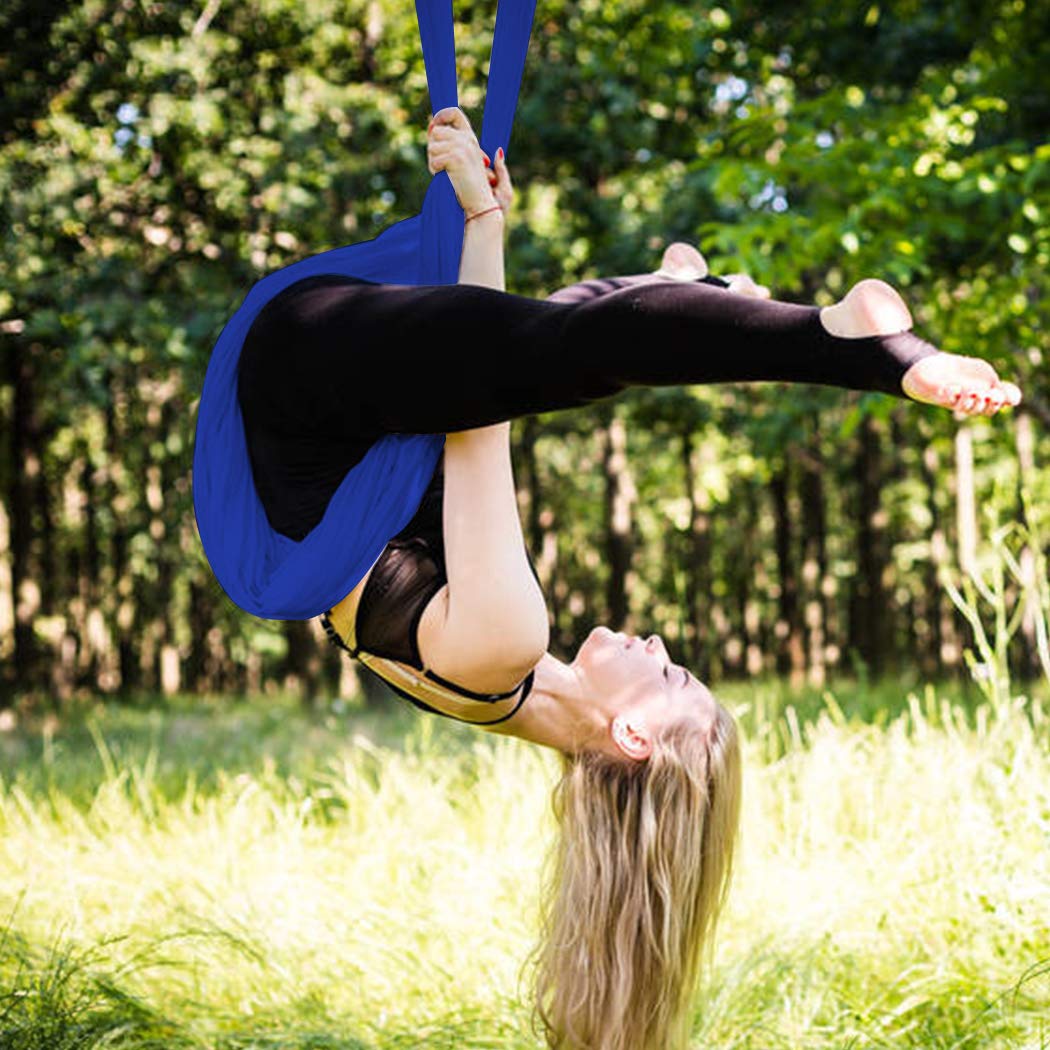 SISROL Aerial Yoga Swing Set with 2 Extension Straps - Anti-Gravity Aerial Yoga Hammock Sling for Inversion Exercises, Indoor Outdoor Home Gym Fitness Equipment